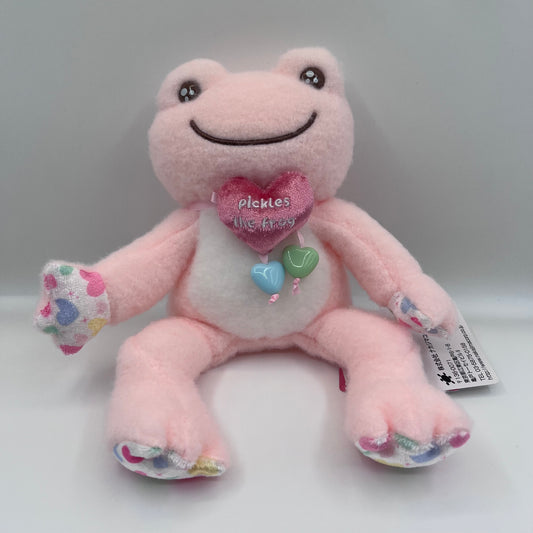 Pickles The Frog Smile Heart Bean Pink Plush